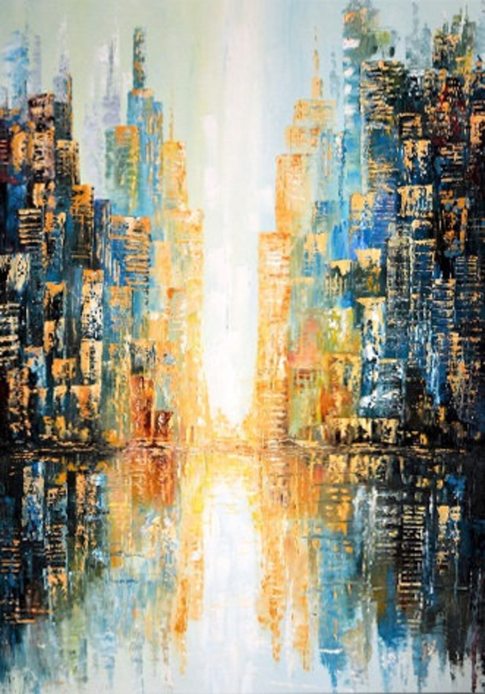 Large City Abstract Painting on Canvas Wall City Painting Etsy