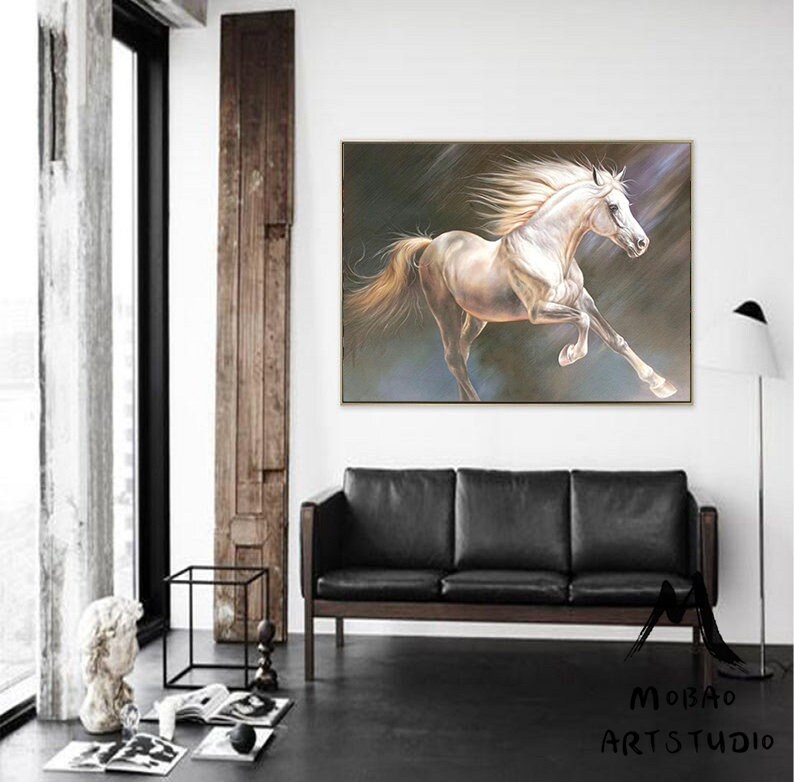 White Horse Oil Painting Large Canvas Art Horse Painting Horse | Etsy
