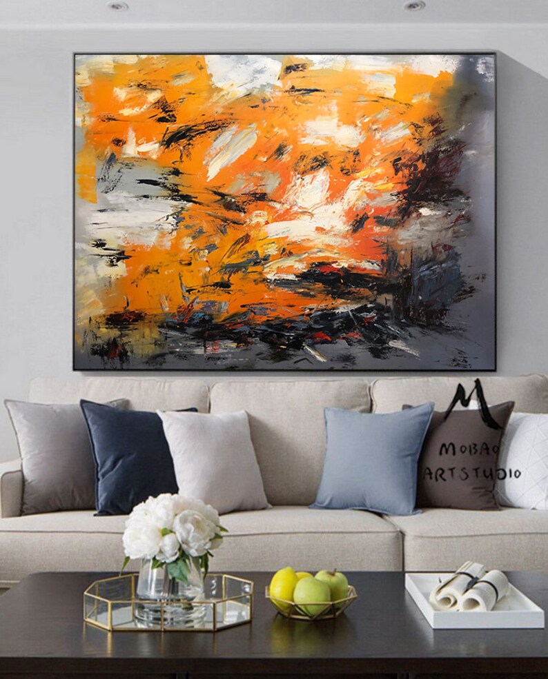 Orange Abstract Painting Original Large Painting Abstract Art Etsy