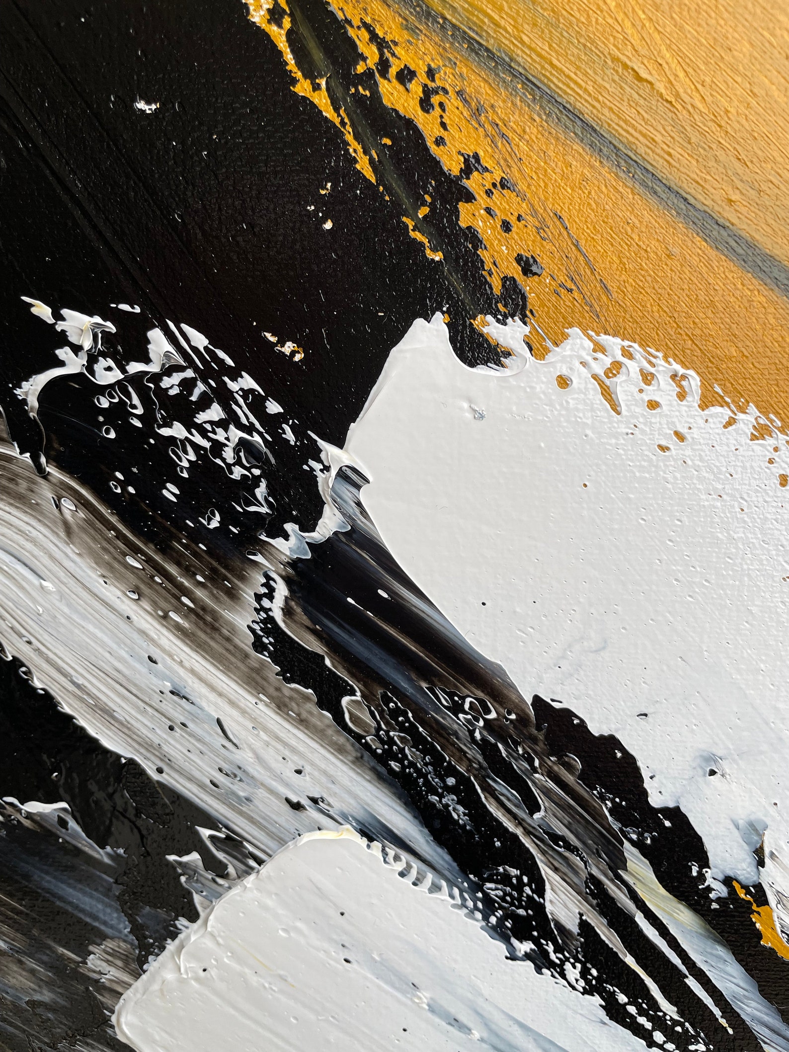 Large Yellow Painting Abstract Art Extra Large Black Painting Etsy