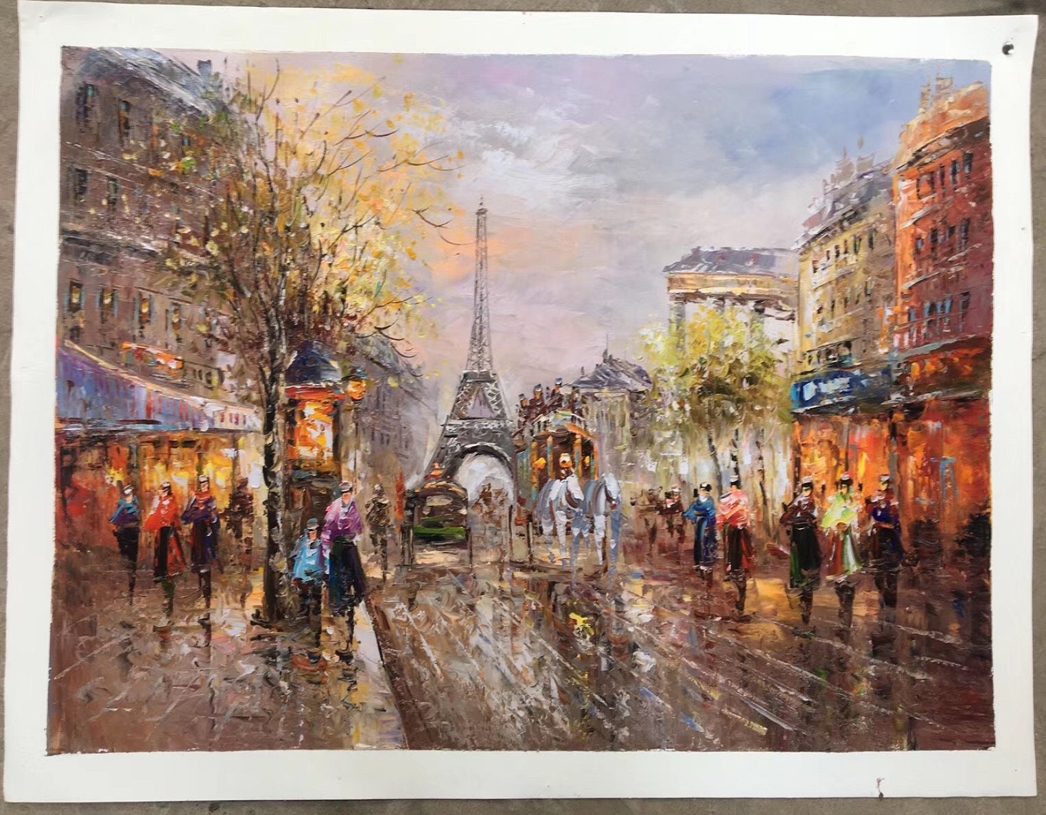 Original Paris City Art PaintingPeople Walking In The Etsy
