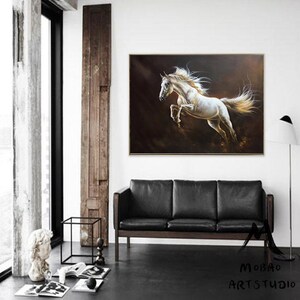 White Horse Painting Large Oil Painting Horse Wall Art Large Canvas Art Horse Decor Horse Oil Painting Large Wall Art Living Room Art M5131 image 8