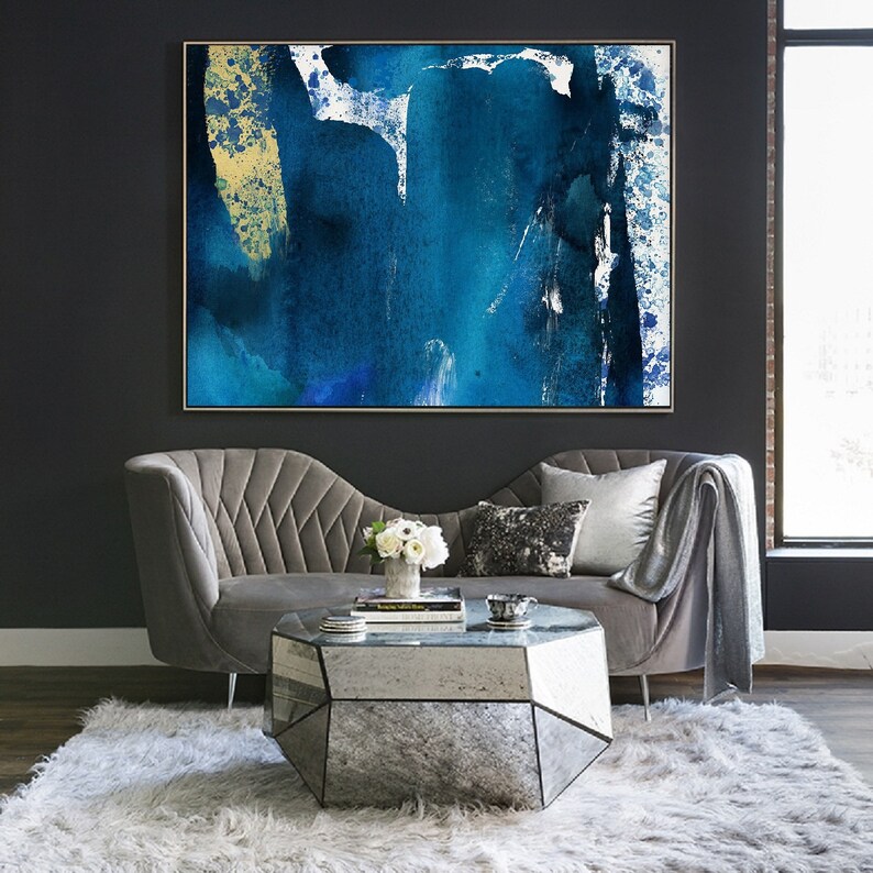 Large Original Deep Blue Sea Painting Ocean Abstract Etsy
