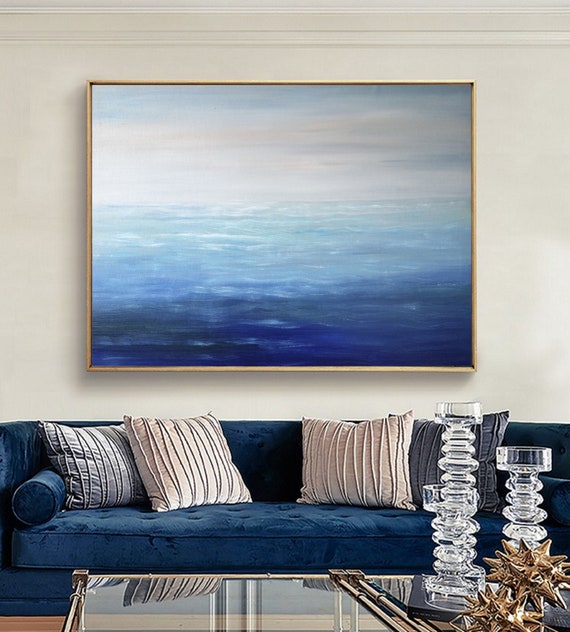 Large Original Sea Level Blue Oil Painting, Large Wall Art Light Sky  Painting, Sky Landscape Painting, Large Ocean Canvas Painting - Yahoo  Shopping