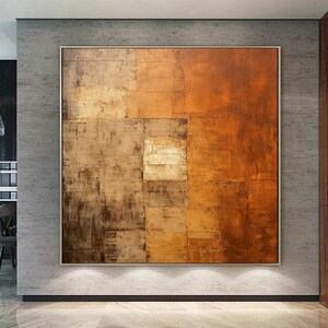 Pintura abstrata com textura: tela marrom e laranja (opções de tamanho personalizado) imagem 4