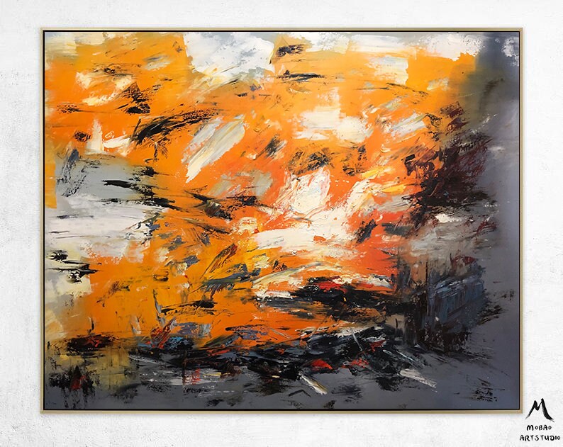 Orange Abstract Painting Original Large Painting Abstract Art Etsy