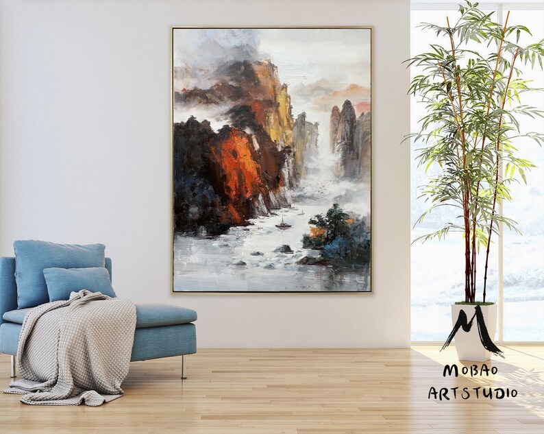 Large Mountain Landscape Painting on Canvassky Oil Etsy