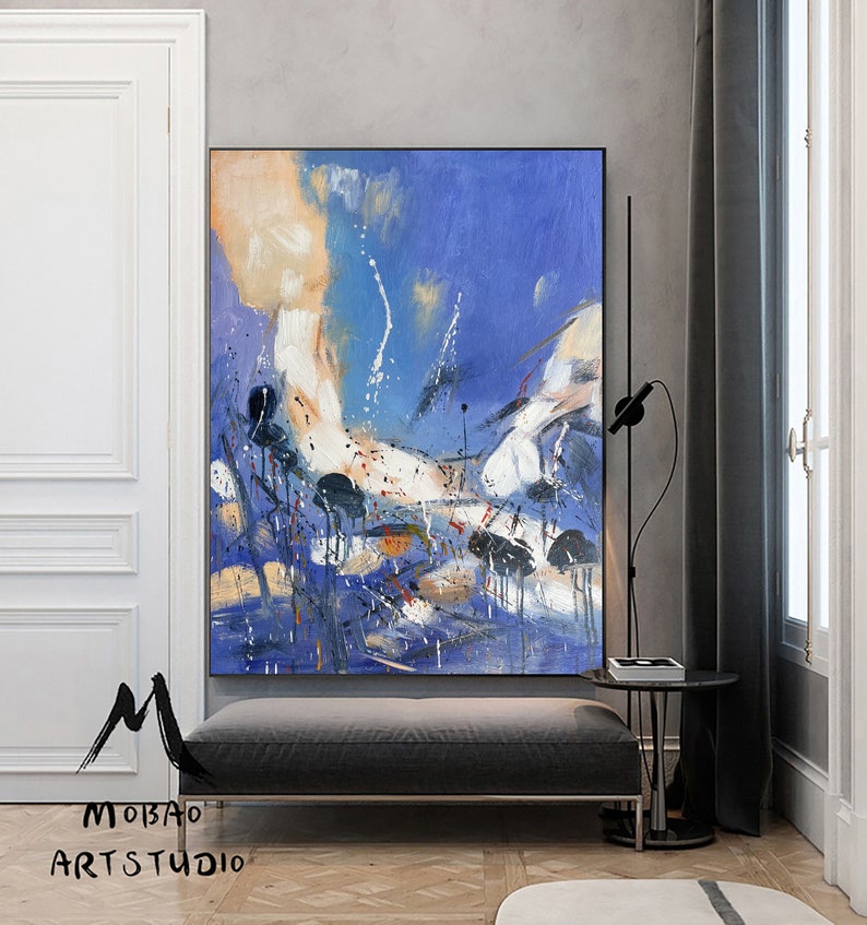 Large Blue Abstract Art Painting Original Painting Large Etsy