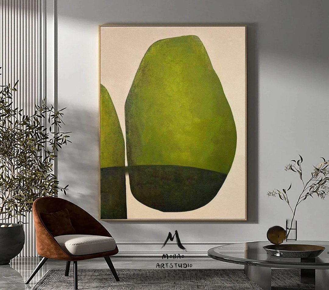 Green Abstract Painting Wabi Sabi Wall Art Green Textured Wall Art ...