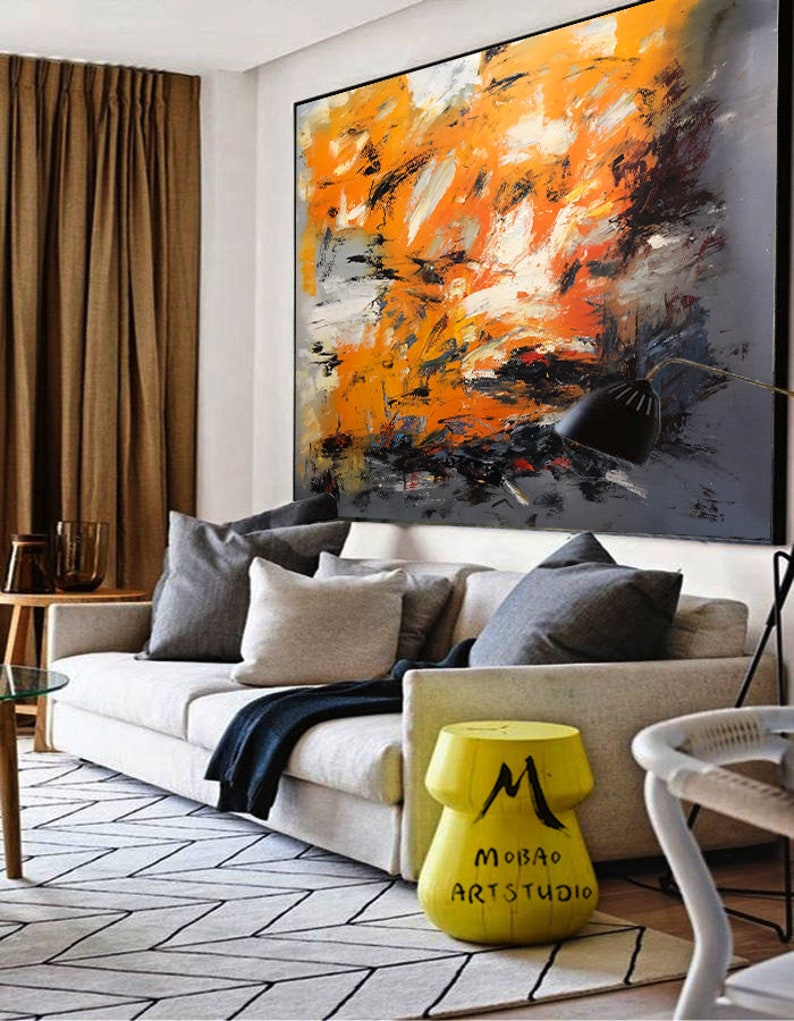 Orange Abstract Painting Original Large Painting Abstract Art Etsy