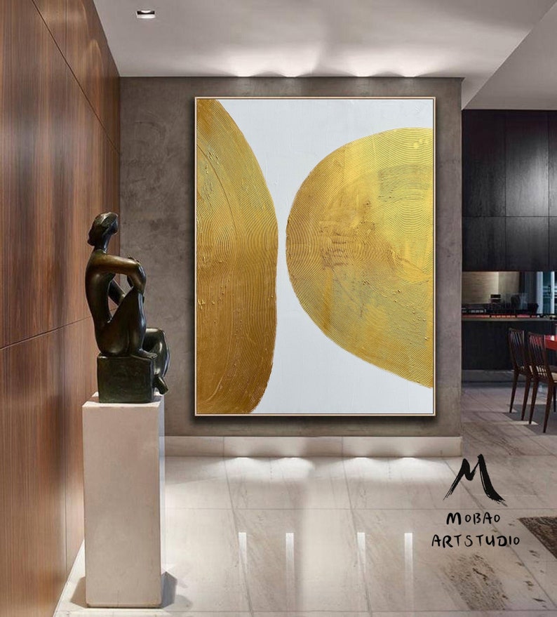 Gold Leaf Minimalist Painting Modern Gold Abstract Painting - Etsy