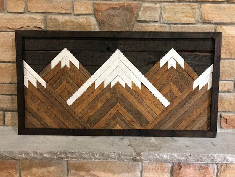 Vintage Wood Slat Mountain Wall Art Rustic Mountain Tops. Etsy