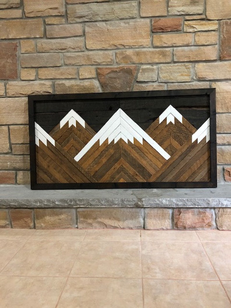 Vintage Wood Slat Mountain Wall Art Rustic Mountain Tops. Etsy