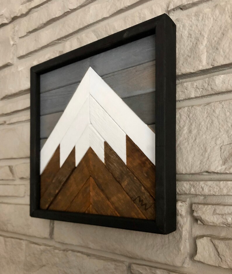 Wood Slat Rustic Mini Mountain Wall Art Wall Hanging Art Etsy