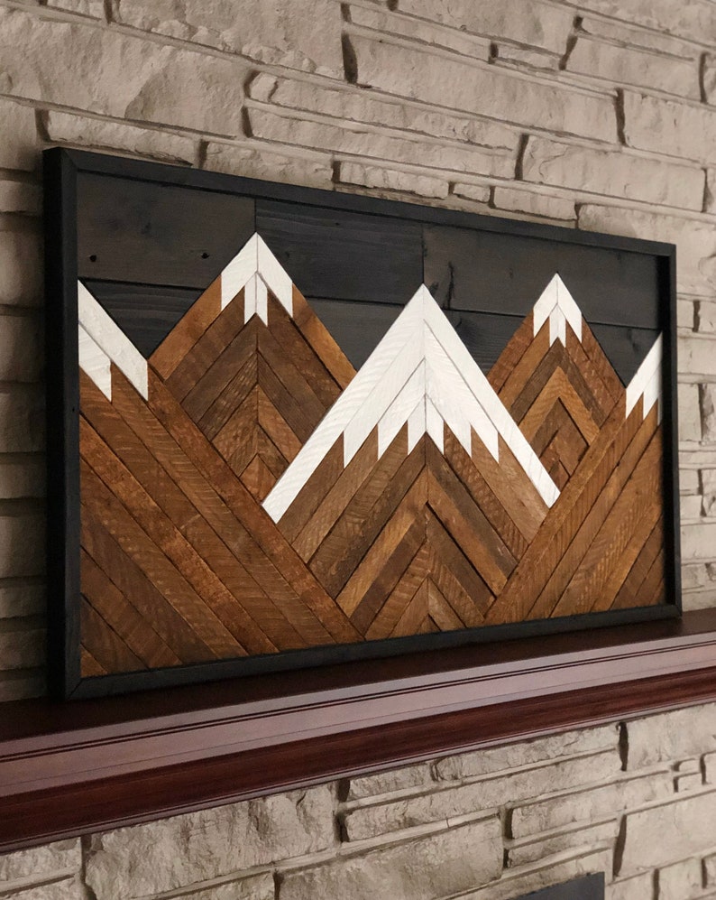 Vintage Wood Slat Mountain Wall Art Rustic Mountain Tops. Etsy