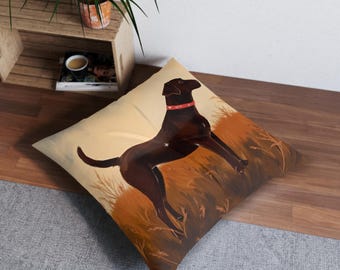 Poduszka pikowana labradorska, kwadratowa, dla miłośnika psów, słodka poduszka dekoracyjna dla szczeniaka labradora do salonu i sypialni