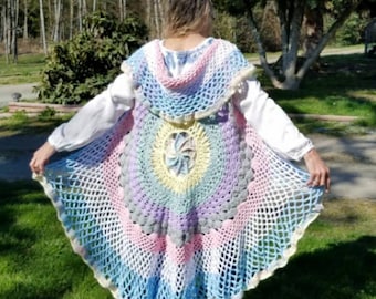 Colorful Crocheted Circle Vest