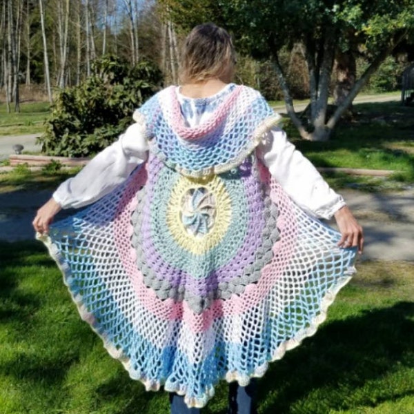 Colorful Crocheted Circle Vest