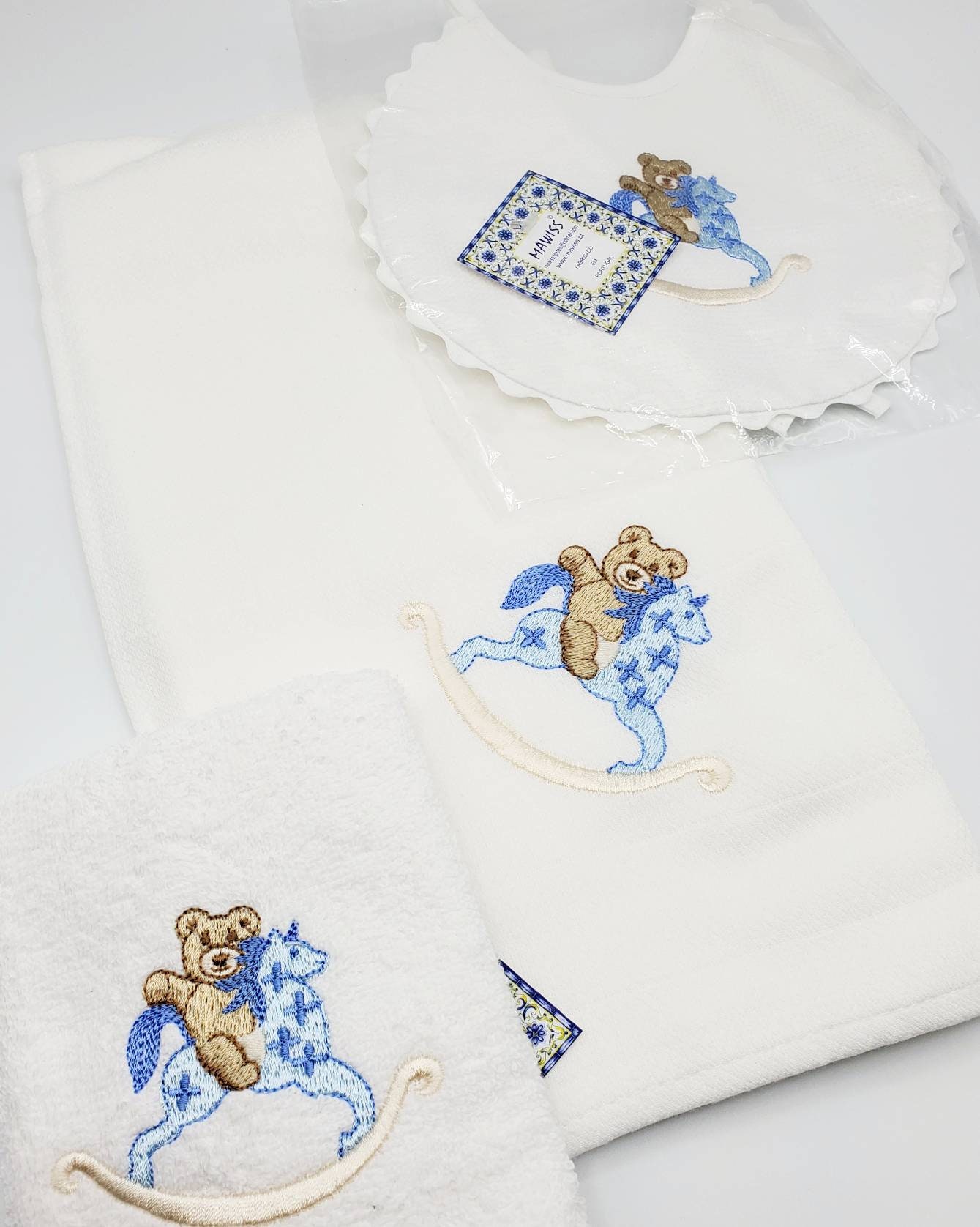 Baby junge Bad Set Geschenk blau Lätzchen Bär wickeln Blatt | Etsy