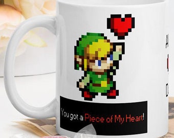 Personalize Legend of Zelda Mug Mug-Zelda Mug-Link Mug-8 Bit Mug-Nerd Mug-Gamer Mug-Geek Mug-Valentine's Day Mug-Romantic Mug-Heart Mug