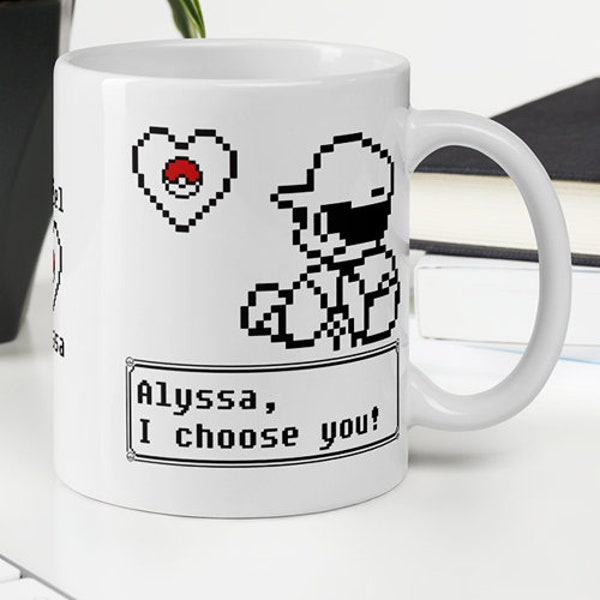 Personalize Pokemon Mug-Pokeball Mug-8 Bit Mug-Nerd Mug-Gamer Mug-Geek Mug-I Choose You Mug-Valentine's Day Mug-Romantic Mug-Pokemon Gift