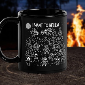 Bigfoot Mug-Alien Mug-Sasquatch Mug-Mothman Mug-Cryptid Mug-Cryptids Mug-Cryptozoology Mug-Monster Mug-Sci Fi Mug-Paranormal Mug-Cryptid Art