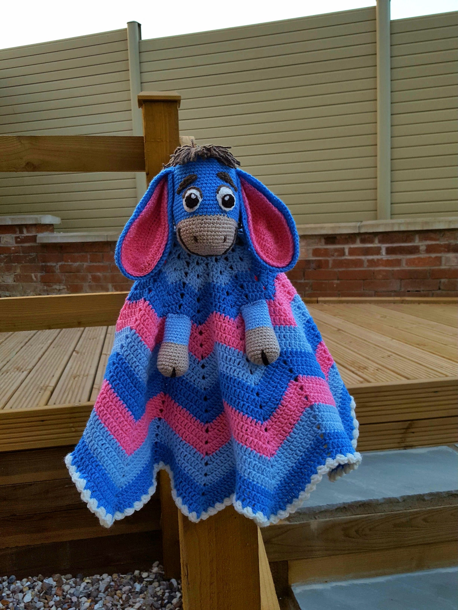Blue Pink Donkey Crochet Blanket Etsy