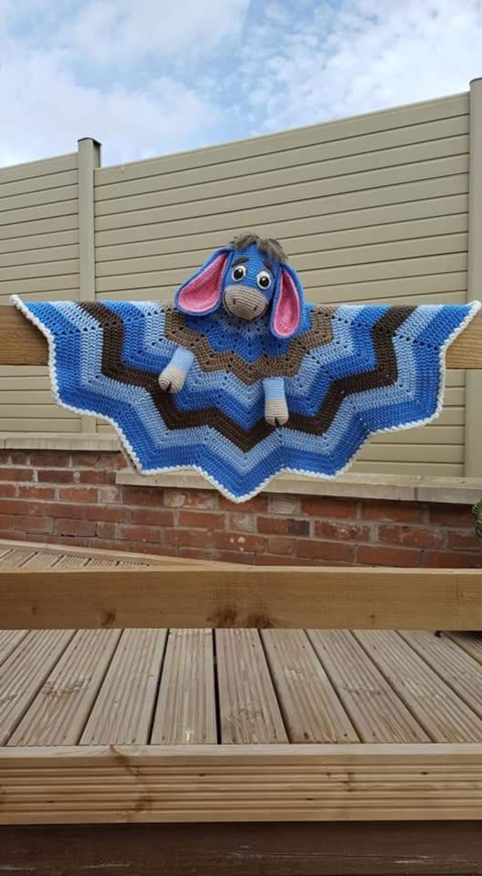 Blue Pink Donkey Crochet Blanket Etsy