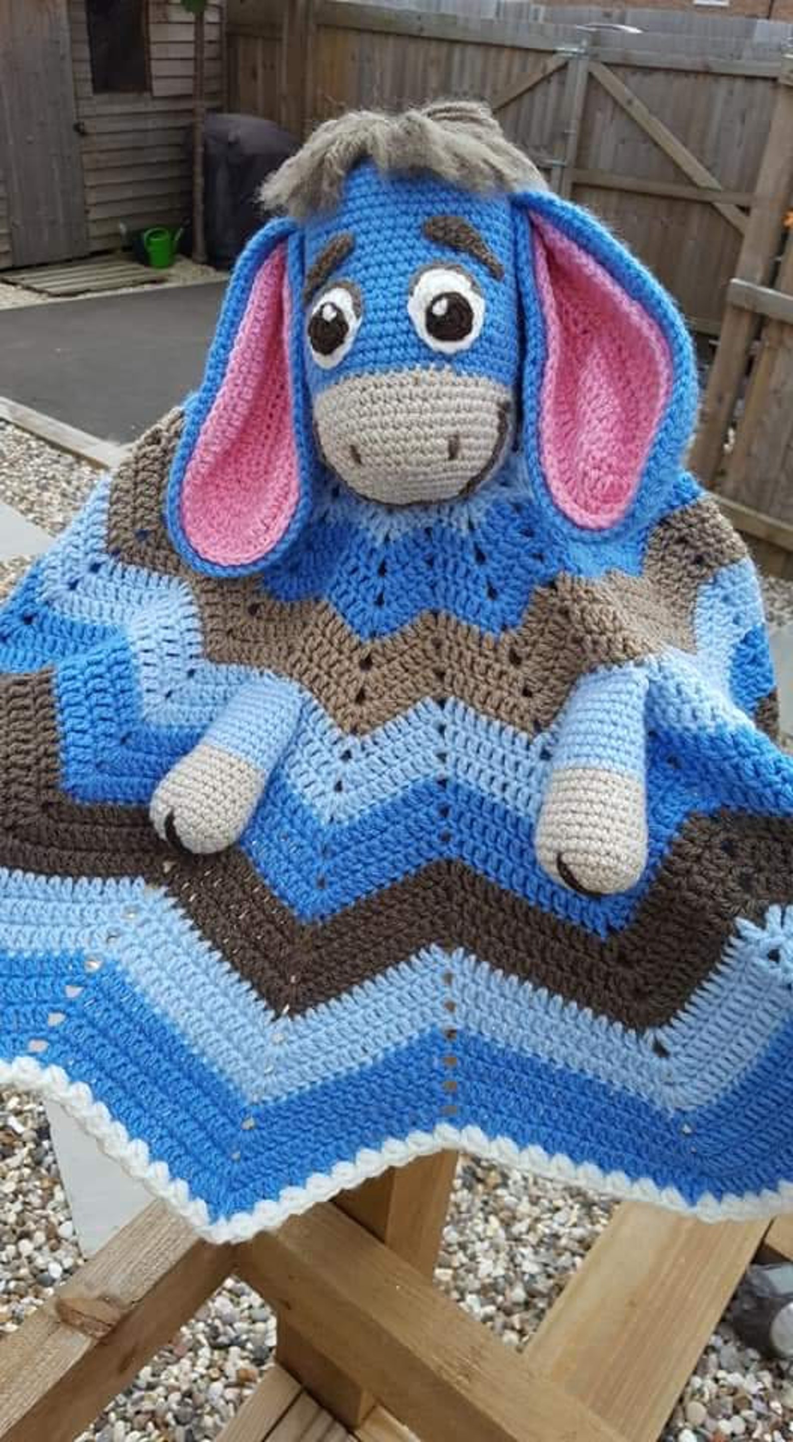 Blue Pink Donkey Crochet Blanket Etsy