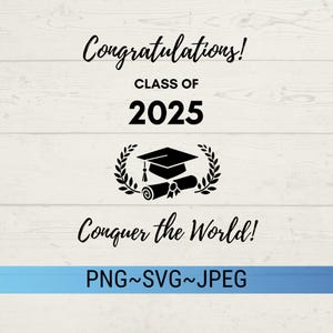 Graduation 2025 SVG, Herzlichen Glückwunsch Erobern Sie die Welt SVG, Klasse von 2025 Abschluss SVG, Erobern Sie die Welt Png, Abitur Abschluss svg