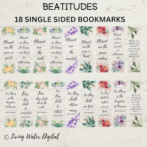 Beatitude Bible Bookmarks: Floral Christian Verses (Digital Download)