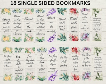 Beatitude Bible Bookmarks: Floral Christian Verses (Digital Download)