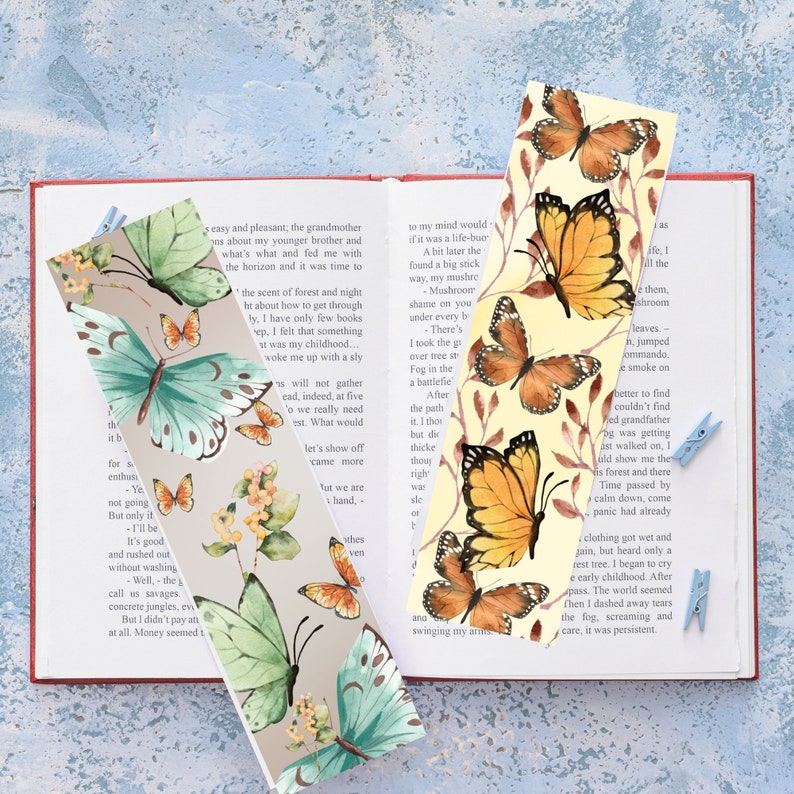 Printable Butterfly Bookmarks, Set of 5 Butterfly Bookmarks, Printable
