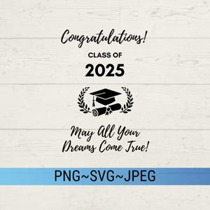 Graduation 2025 SVG, Herzlichen Glückwunsch mögen alle Ihre Träume wahr werden svg, Klasse von 2025 Abschlussfeier svg, mögen alle Ihre Träume wahr werden Png,