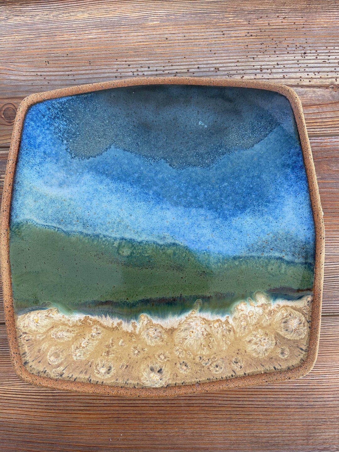Handmade Ceramic Plate Hand Glazed One Of A Kind Landscape Etsy