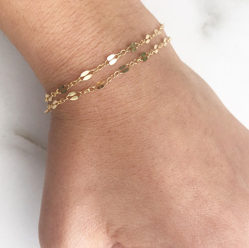 14k Gold Filled Bracelet, Minimalist , Double Bracelet, Gold Delicate