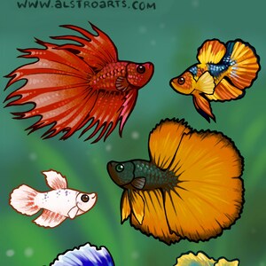 Betta Fish Holo-Glitter Stickers