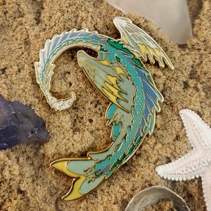 Water Spiral Dragon MEGA Enamel Pin: Untamed Waters