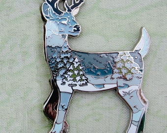 Snowy Buck: Wild Sky Version 2 Enamel Pin