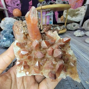 Large Red Quartz Crystal Cluster with Druzy from Morocoo