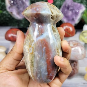Large Gorgeous Ocean Jasper Mushroom with Druzy