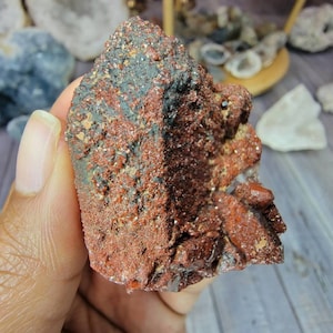 Druzy Red & Black Quartz Crystal Cluster