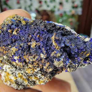 Raw Azurite & Malachite Crystals on Matrix from Morocco
