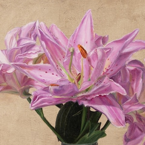 Original Roselily Oil Painting: Floral Fine Art, Dutch Master Inspired, NOT A PRINT