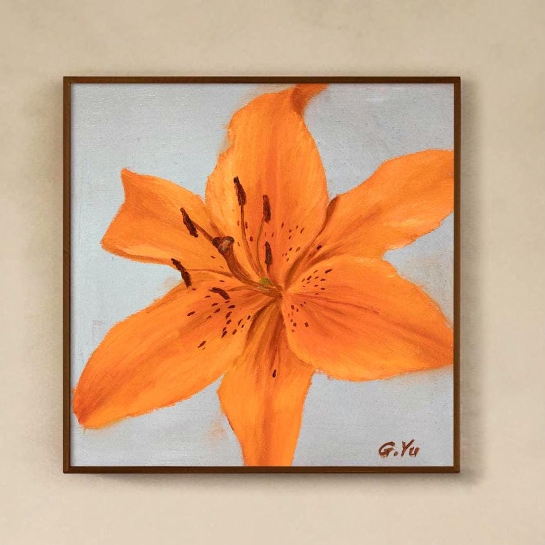 Original Lily Oil Painting, Orange Asiatic Lily Oil Painting, Painted ...