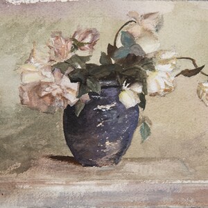 Abbott Thayer Roses Painting Mastercopy in Watercolor, Flower Watercolor Painting | Classic Fine Art, Still Life Watercolor Art