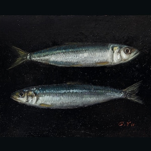 Sardine Oil Painting: Dark Moody Kitchen Still Life, Old Masters Style
