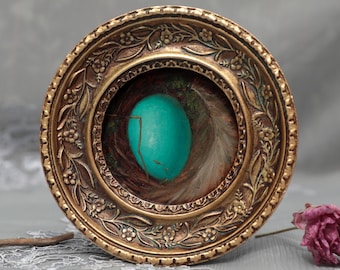 アンティークの金箔フレーム入りオリジナル馬油絵、馬の優雅さの響き