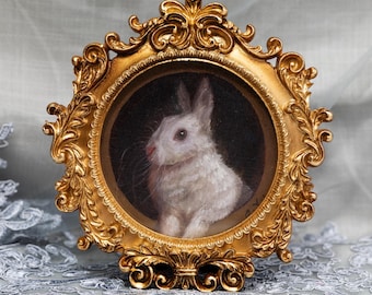 アンティークの金箔フレーム入りオリジナル馬油絵、馬の優雅さの響き