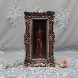 Original Figure Oil Painting with Antiqued Gilt Frame, Male Back Study, Unique painting - one and only, NOT A PRINT